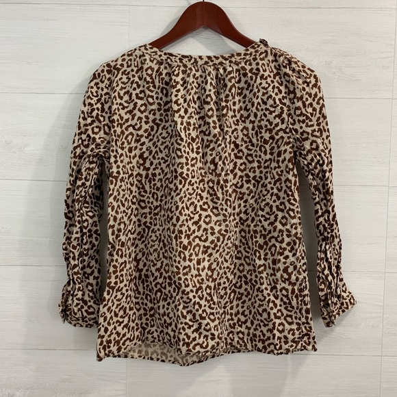 J Crew 100% Linen Leopard Print Blouse - Picture 6 of 7